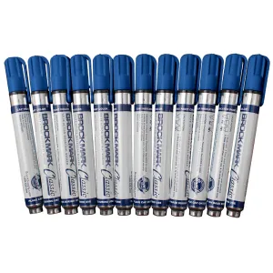 12 Pc Set Blue Brockmark Classic Industrial Permanent Paint Markers Pen Metal Glass Plastic Wood Rubber for Construction Auto Warehouse Arts