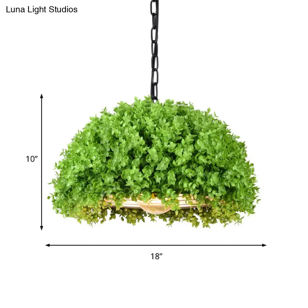 18"/21.5" Industrial Green LED Hanging Light - Metal Ceiling Suspension Lamp