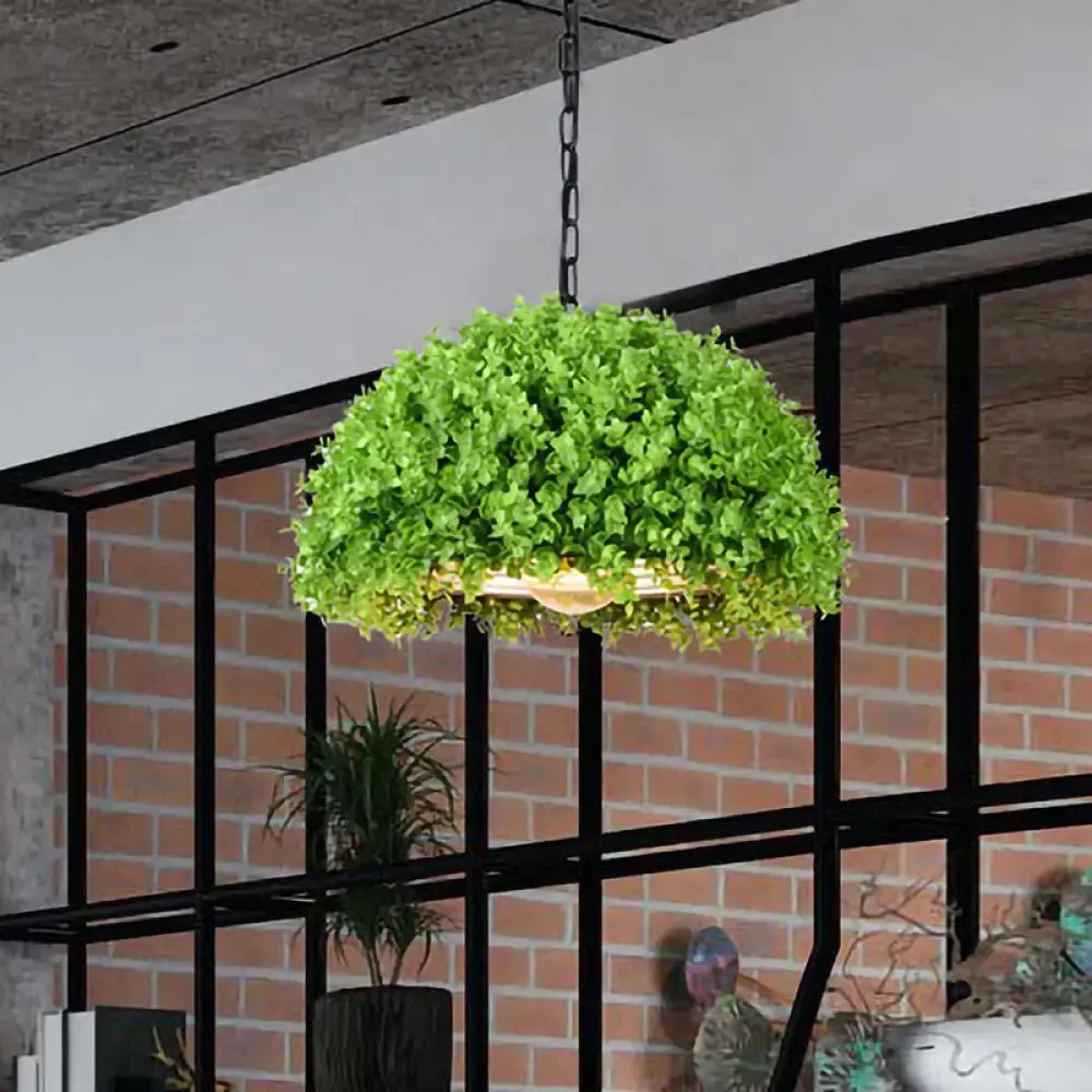 18"/21.5" Industrial Green LED Hanging Light - Metal Ceiling Suspension Lamp