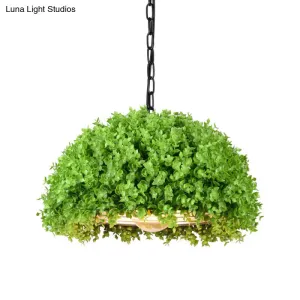 18"/21.5" Industrial Green LED Hanging Light - Metal Ceiling Suspension Lamp