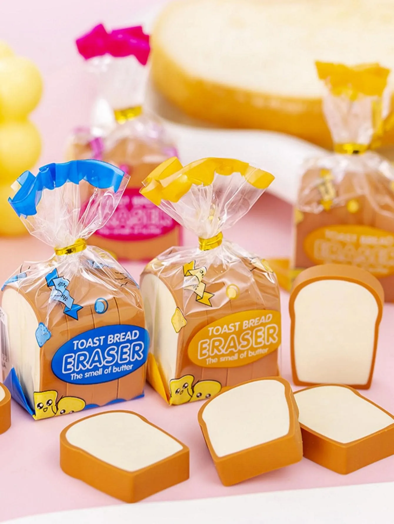 1bag/4pcs Creative Cute Toast Bread Shaped Erasers For Students, Great Gifts For Children's Day, End Of Term, Christmas