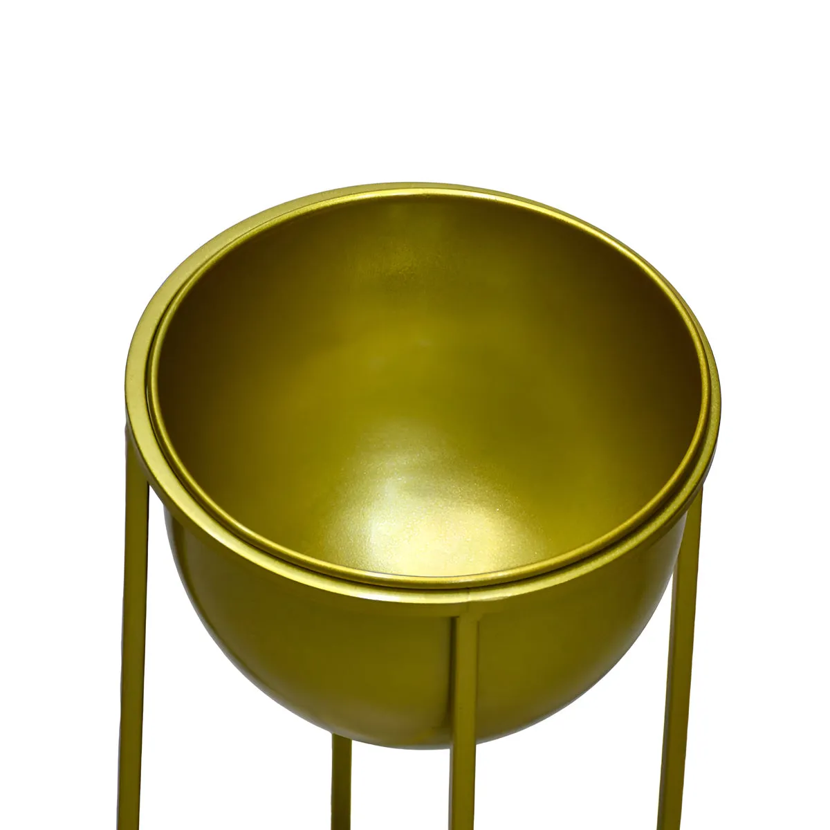 2 Piece Golden Metal Plant Pot With Stand