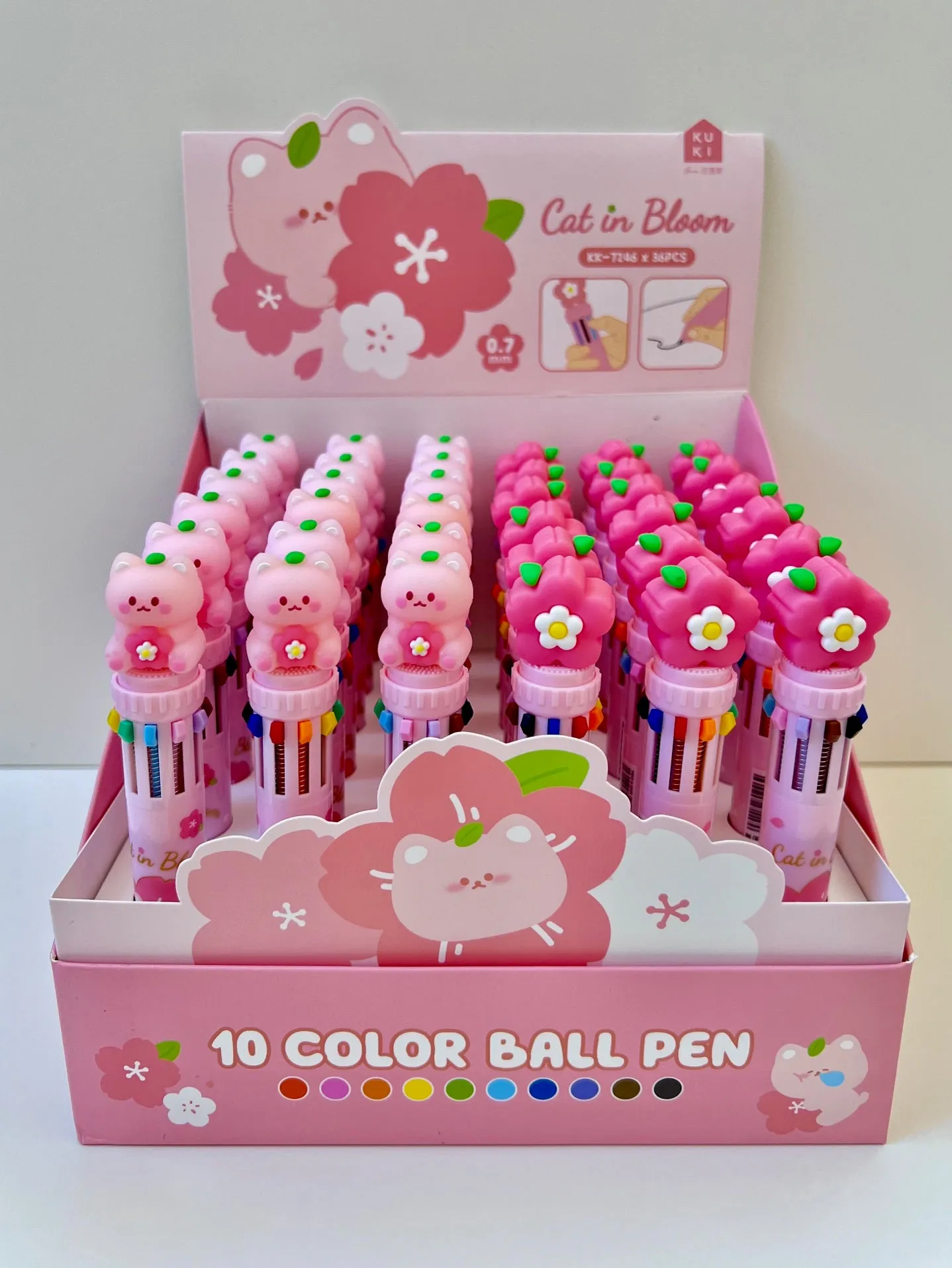 23013 SAKURA CAT 10-COLOR RETRACTABLE BALL PEN-36