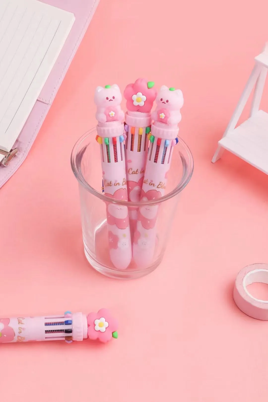 23013 SAKURA CAT 10-COLOR RETRACTABLE BALL PEN-36