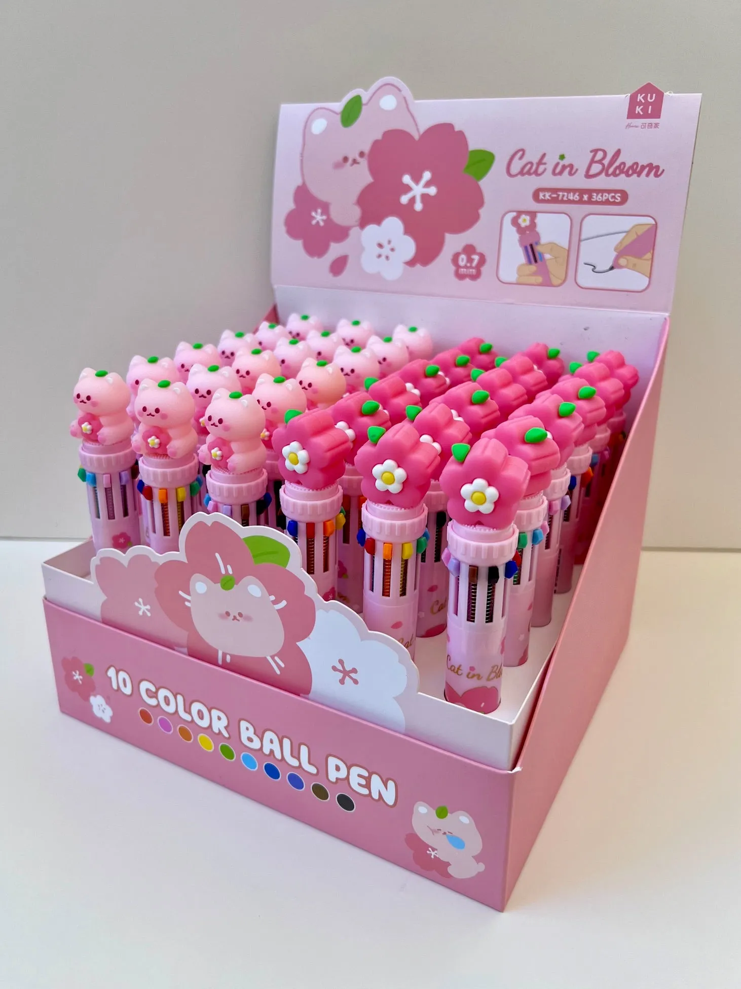 23013 SAKURA CAT 10-COLOR RETRACTABLE BALL PEN-36