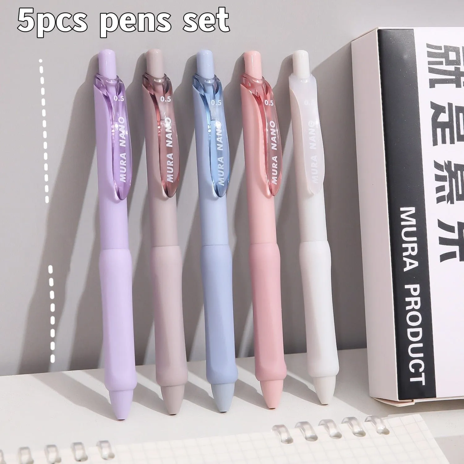 3/5pcs Soft Touch Ballpoint Gel Pens with Writing Grip