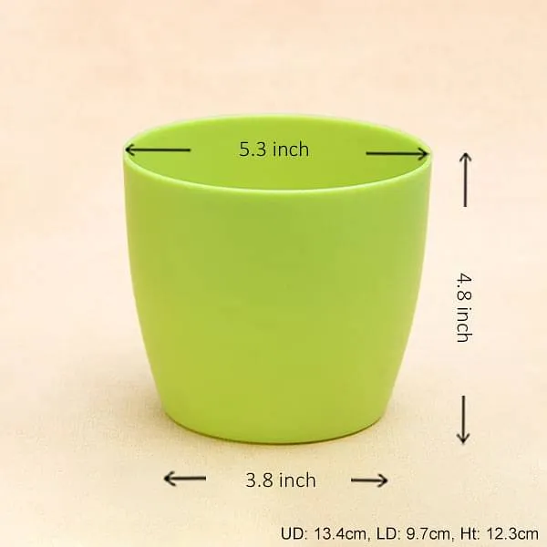 5.3 inch (13 cm) Ronda No. 1412 Round Plastic Planter (Green) (set of 6)