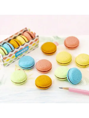 5pcs Creative Macaron Sandwich Biscuit Shaped Erasers, Cute Simulation Biscuit Erasers For Students' Study