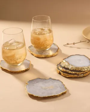 Agate Semi Precious Stone Coasters | Set Of 2 | 3 x 3.5 inches