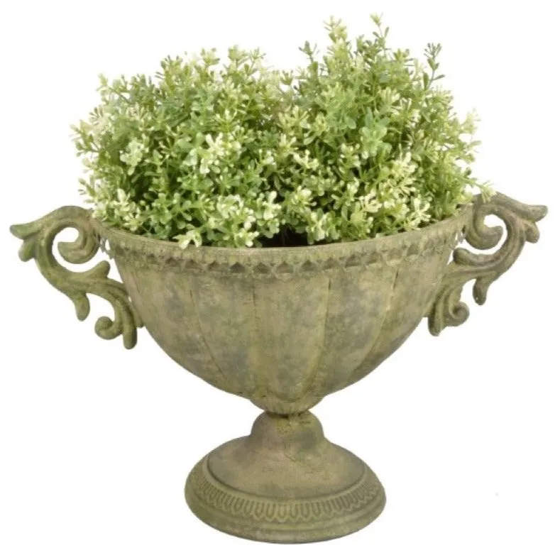 Aged Metal Green Urn