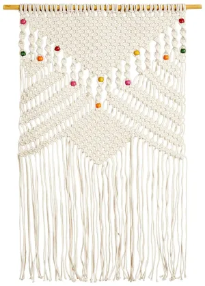 Aladdin Rugs NZ Home Scandi Rainbow Beaded Fringed Wall Hanging