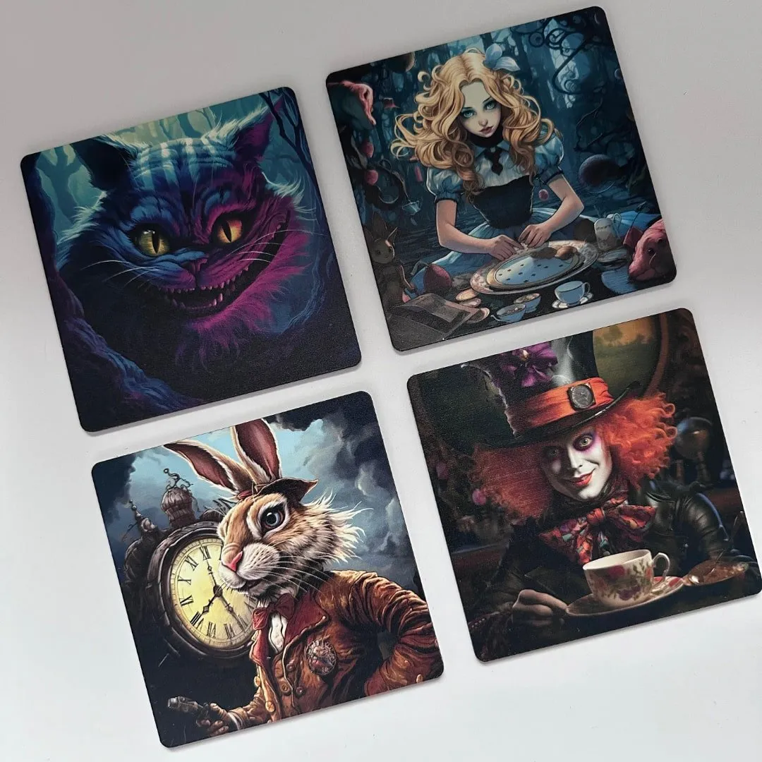 Alice in Wonderland Wooden Coasters