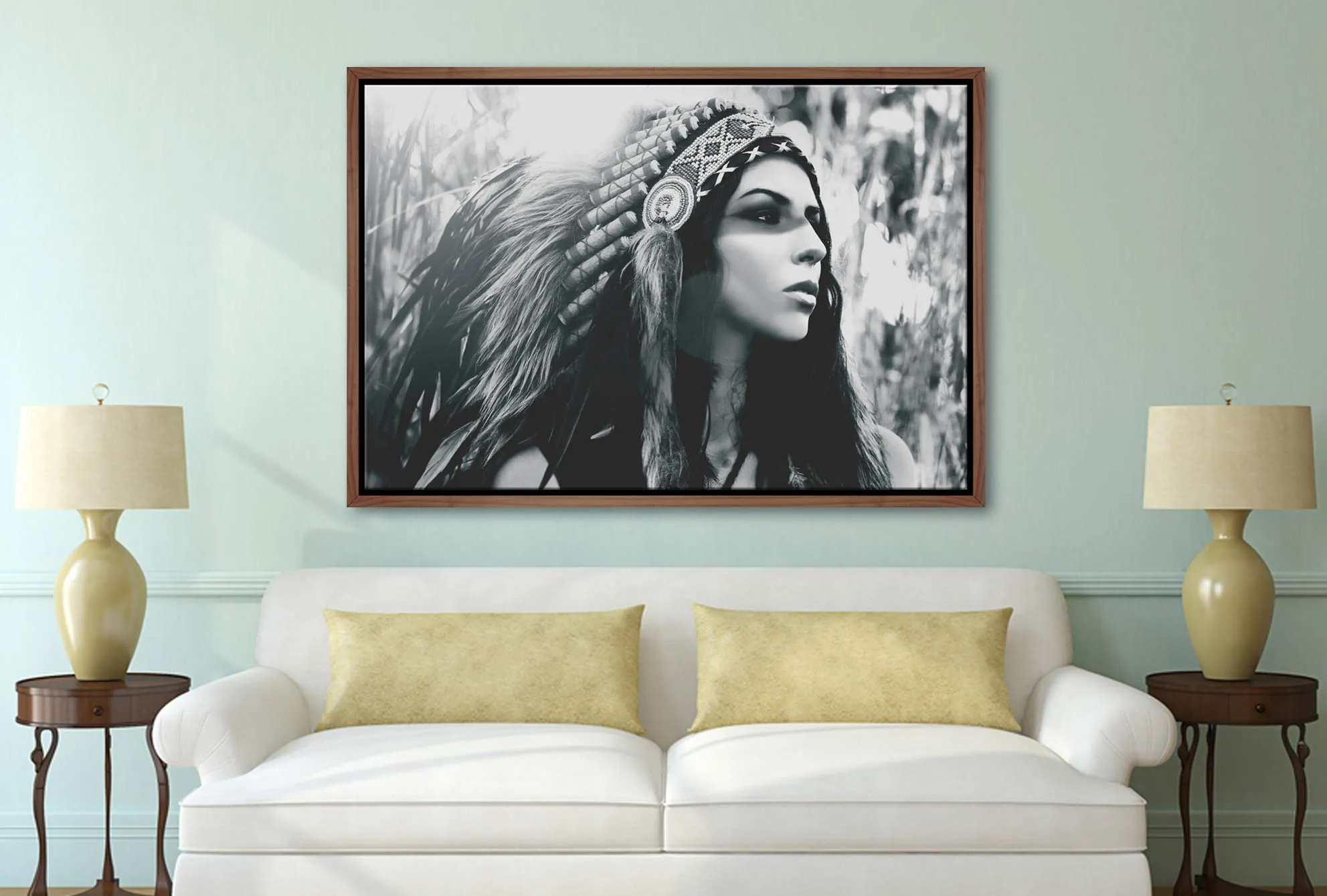 American Indian in Headdress | Canvas Wall Art Print