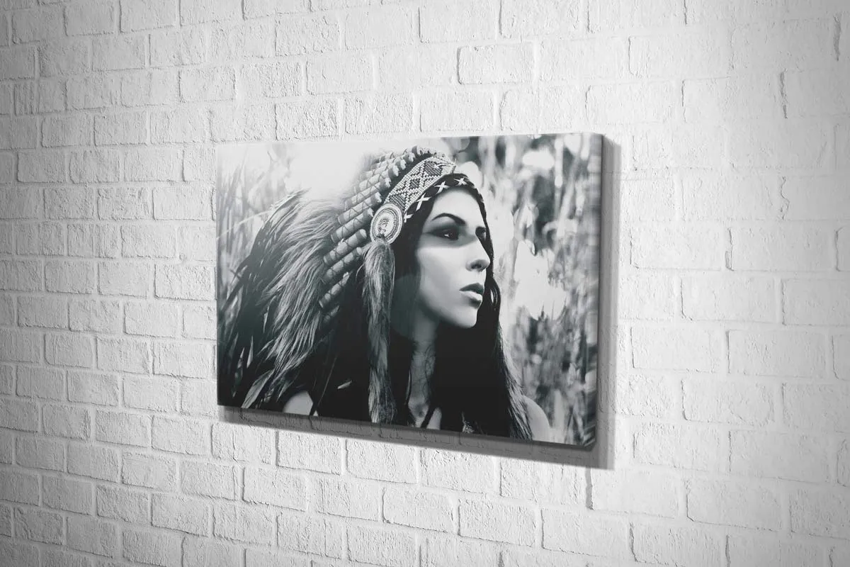 American Indian in Headdress | Canvas Wall Art Print