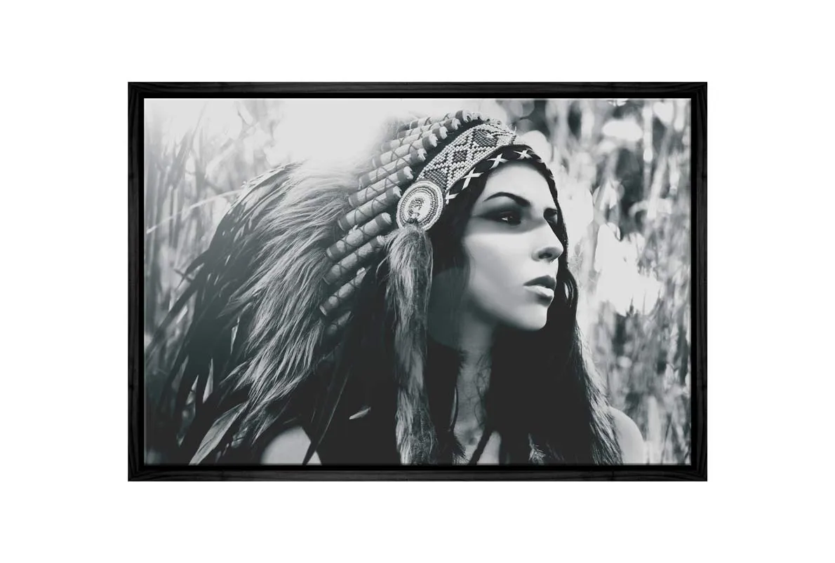 American Indian in Headdress | Canvas Wall Art Print