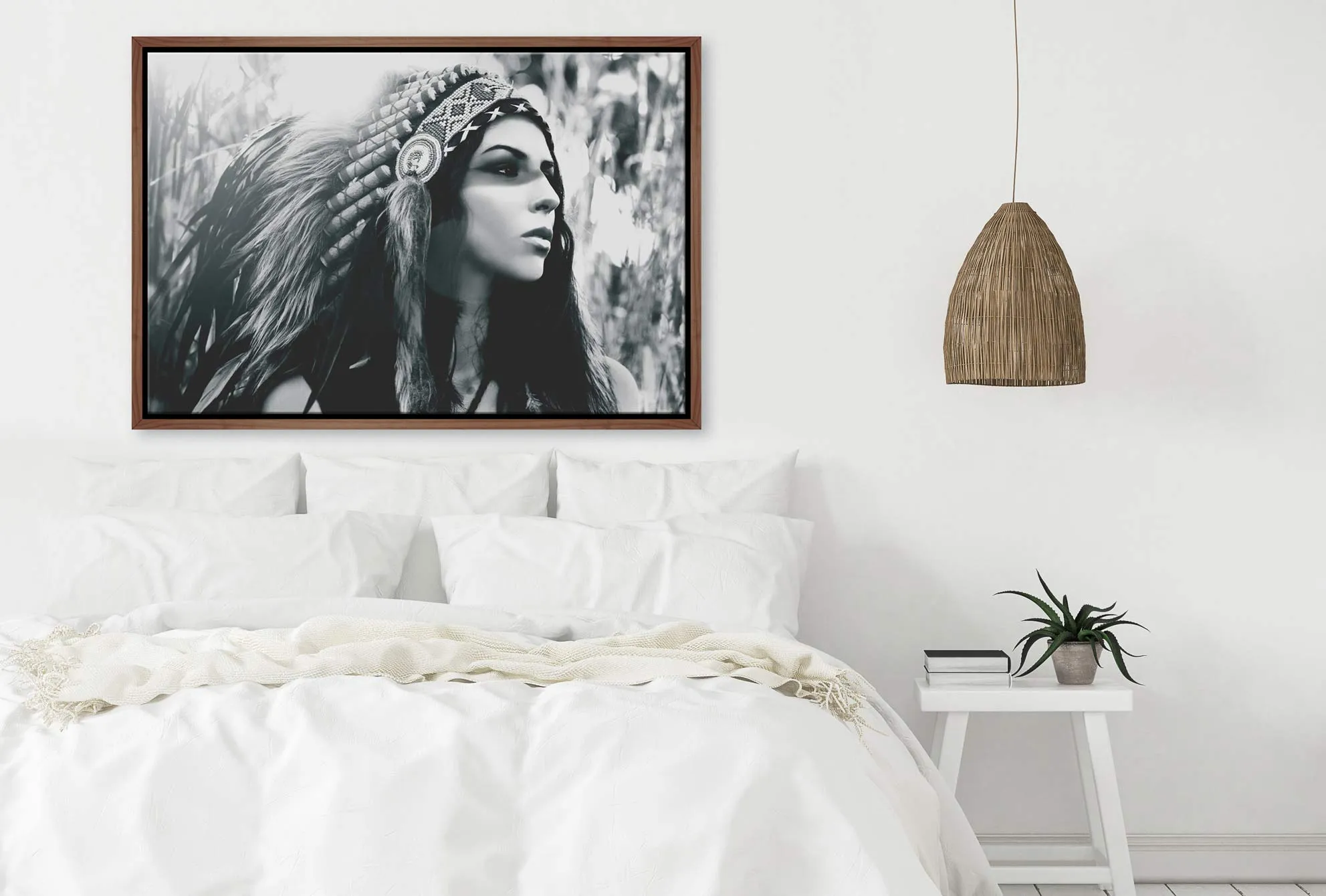 American Indian in Headdress | Canvas Wall Art Print