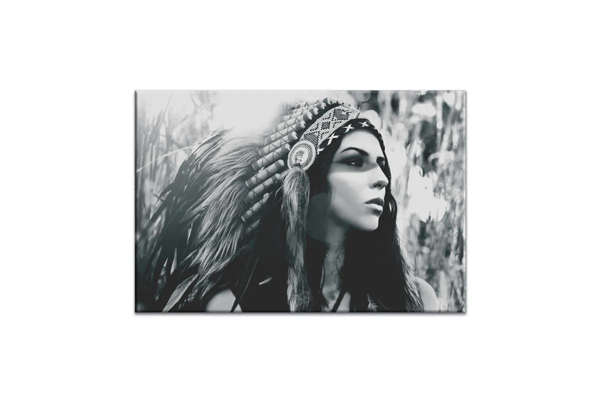 American Indian in Headdress | Canvas Wall Art Print