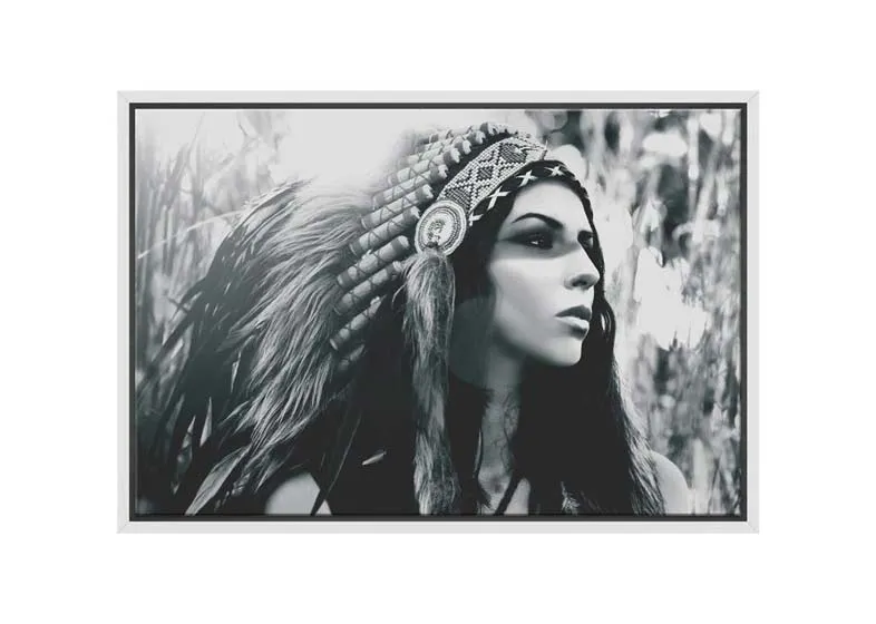 American Indian in Headdress | Canvas Wall Art Print