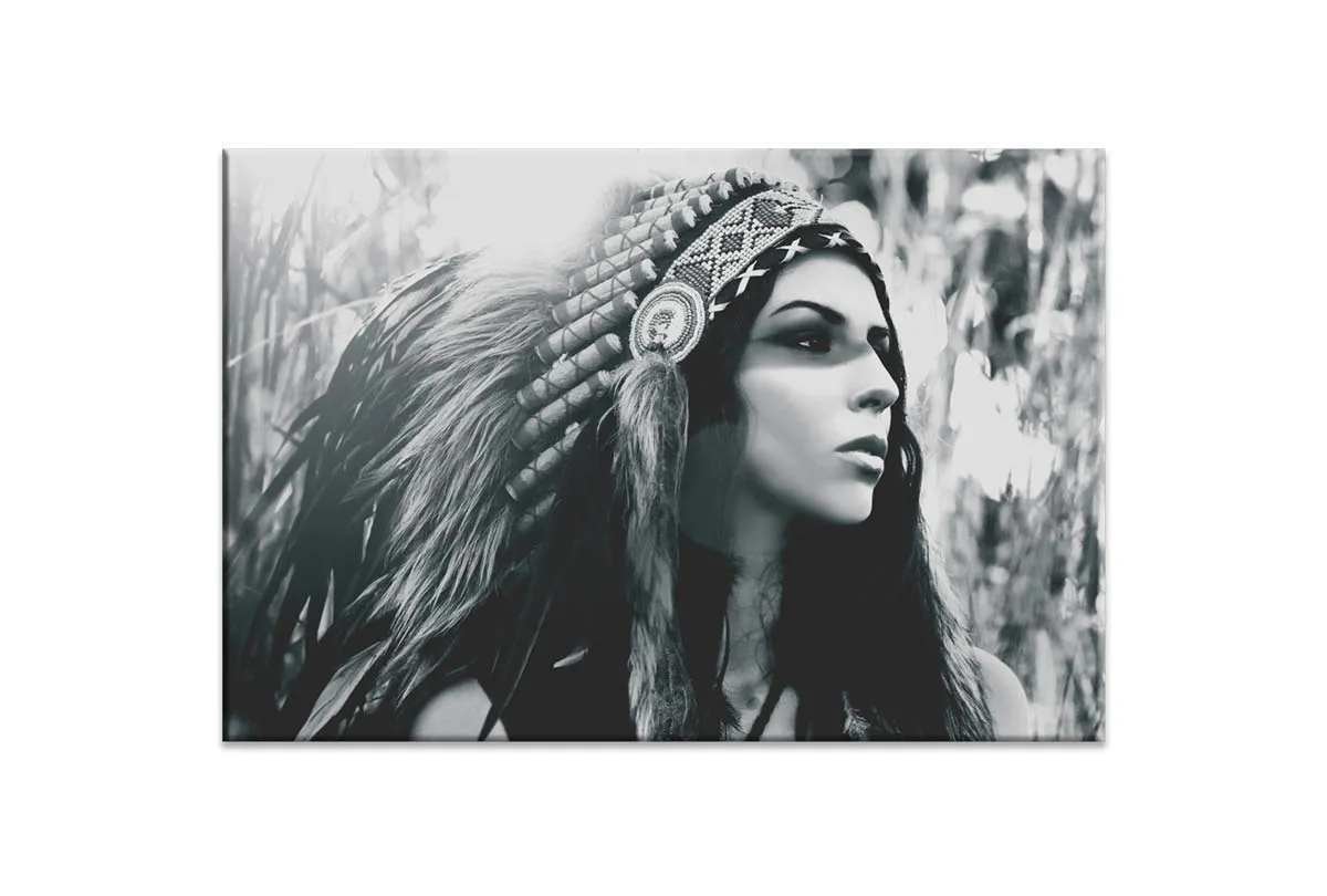 American Indian in Headdress | Canvas Wall Art Print