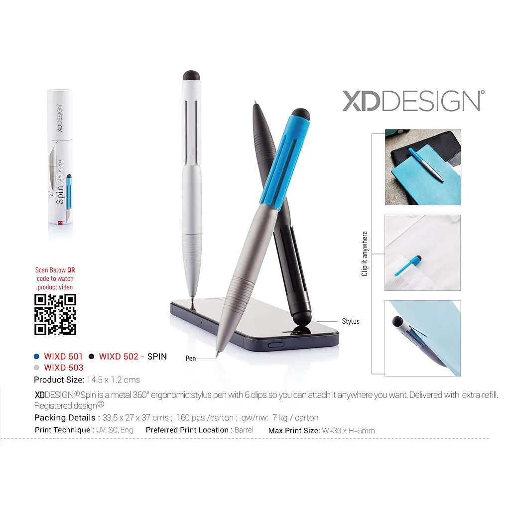 AMS-WIXD 501 XDDESIGN Spin Metal Pen (Grey / Blue)