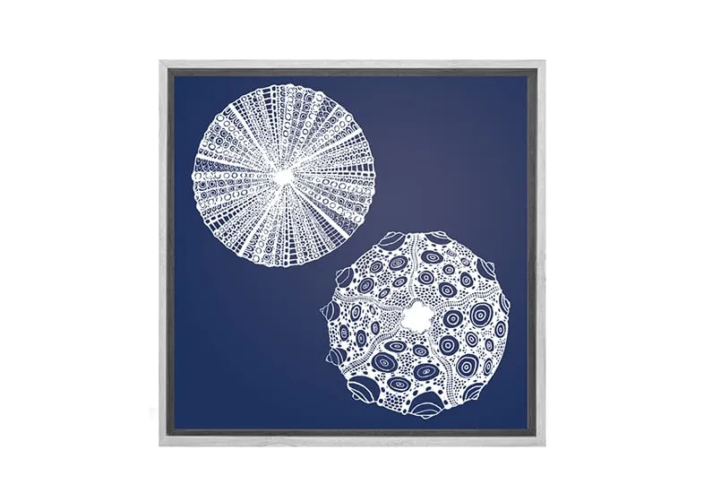 Anemone White on Navy | Canvas Wall Art Print