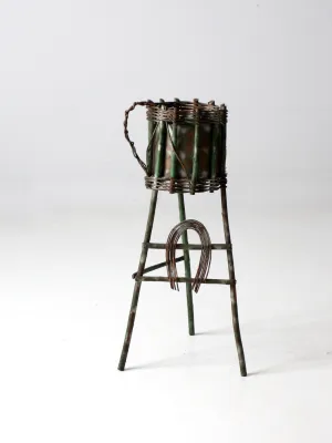 antique folk art twig plant stand