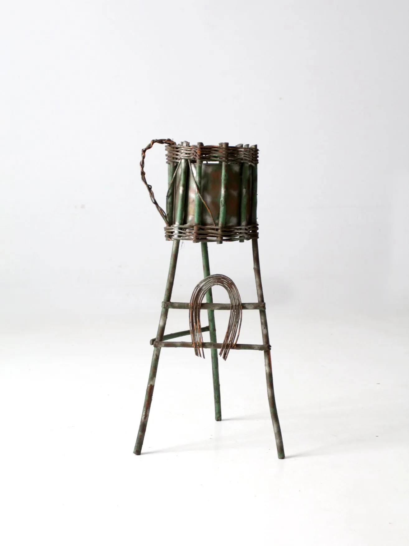 antique folk art twig plant stand