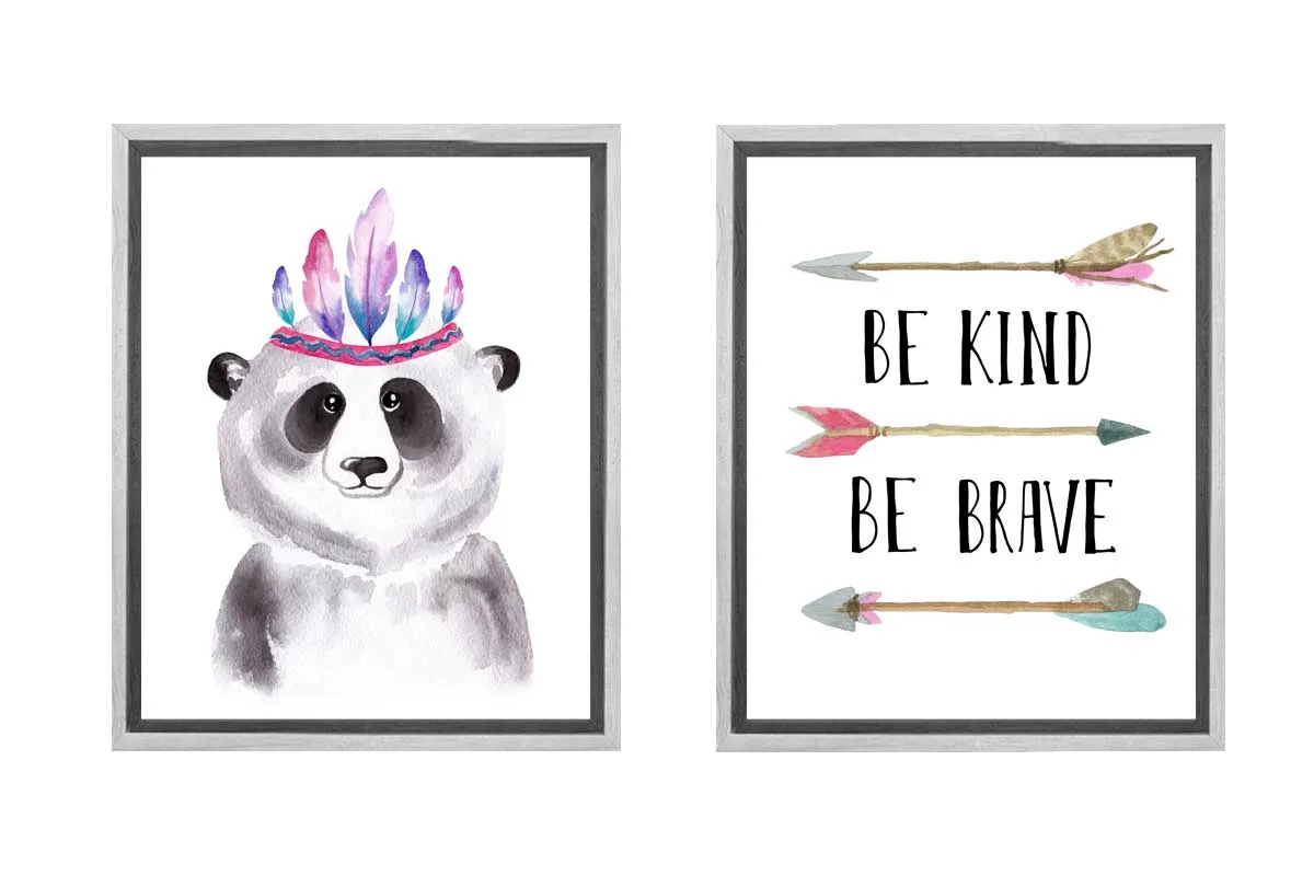 Be Kind Kids Tribal Boho Wall Art | Set of 2 | Canvas Wall Art Print