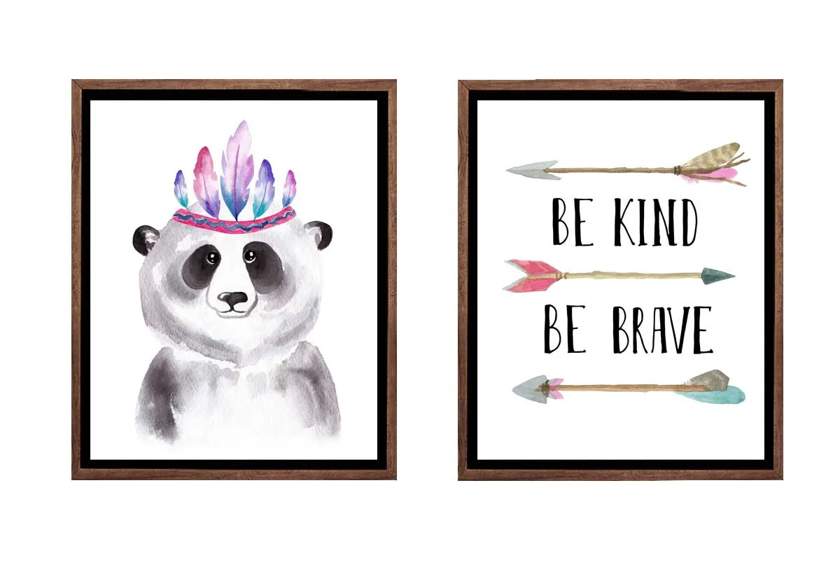 Be Kind Kids Tribal Boho Wall Art | Set of 2 | Canvas Wall Art Print