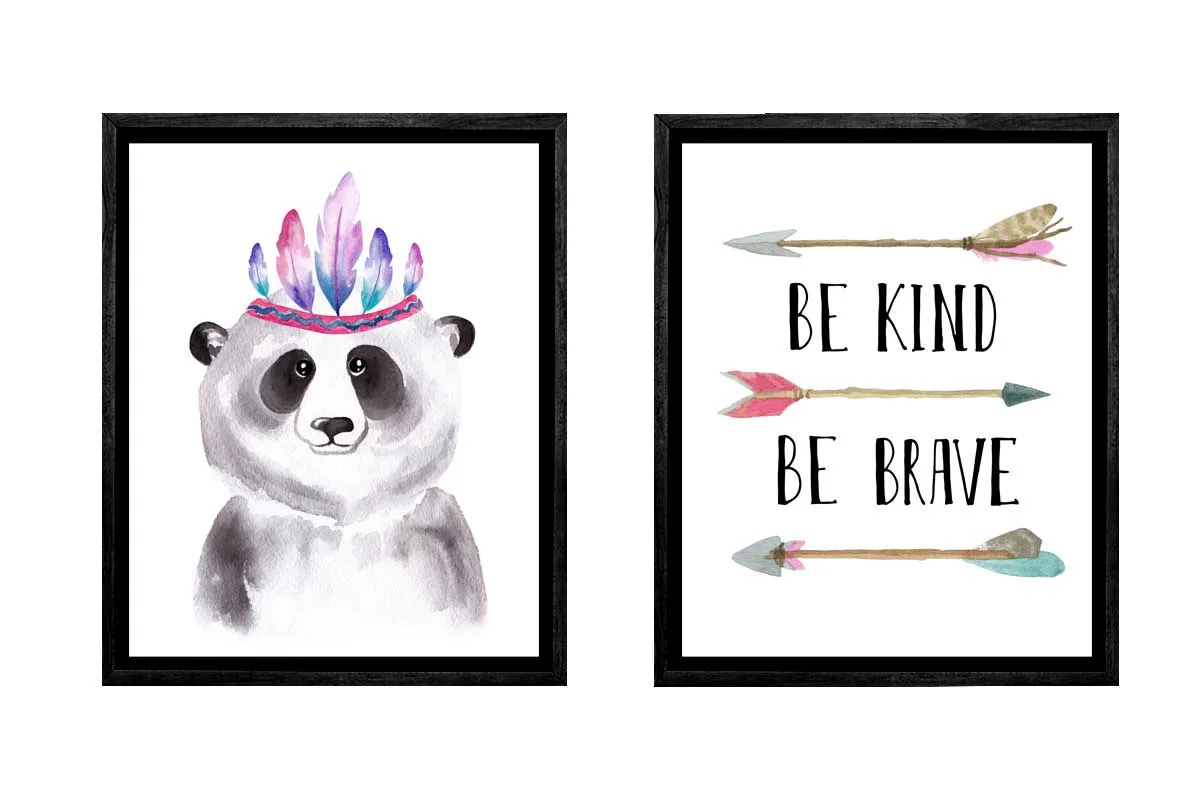 Be Kind Kids Tribal Boho Wall Art | Set of 2 | Canvas Wall Art Print