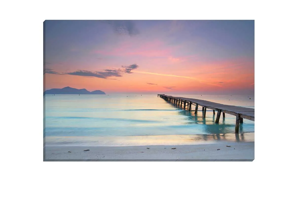 Beach Jetty Sunset | Canvas Wall Art Print