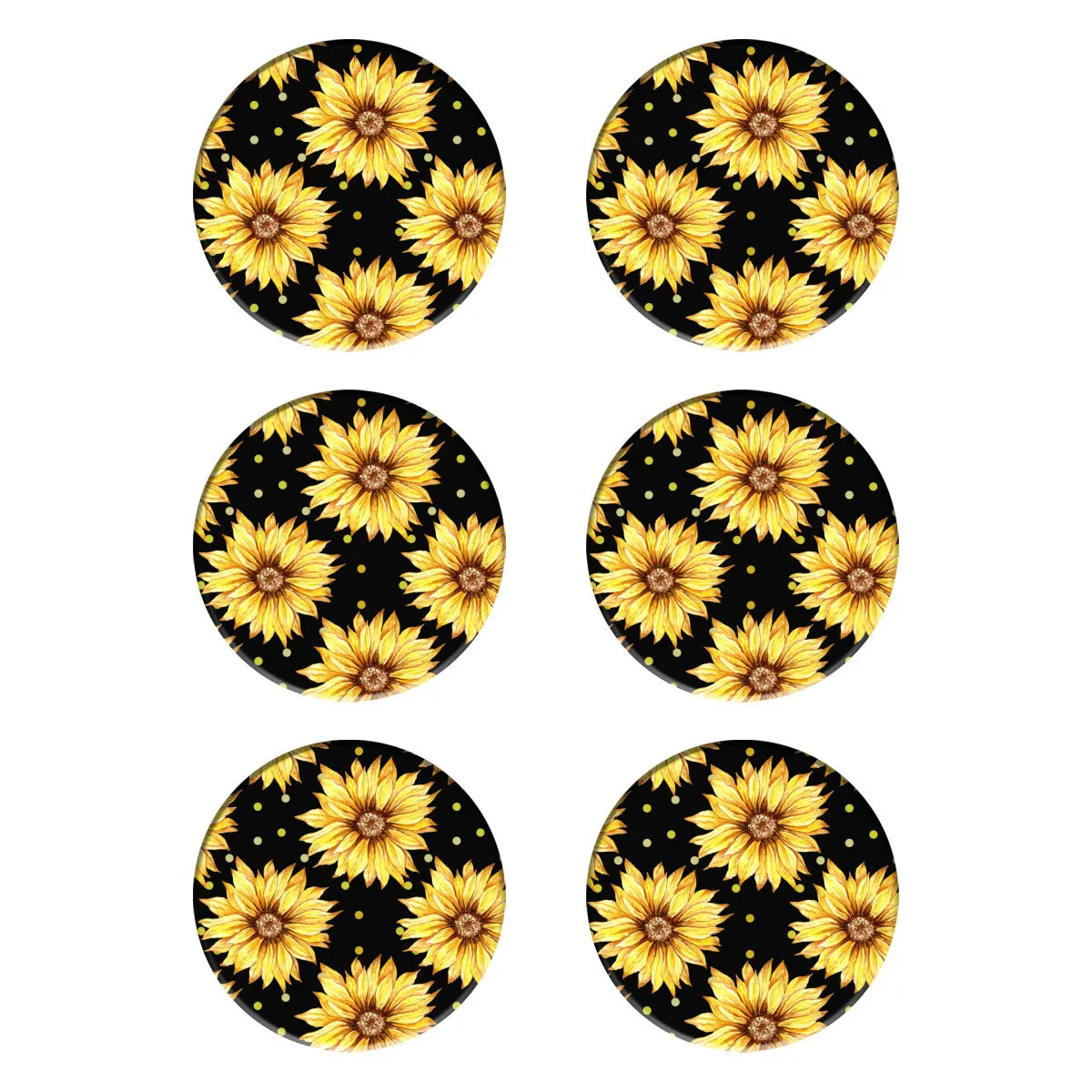 Black Coaster Set with Yellow Sunflowers