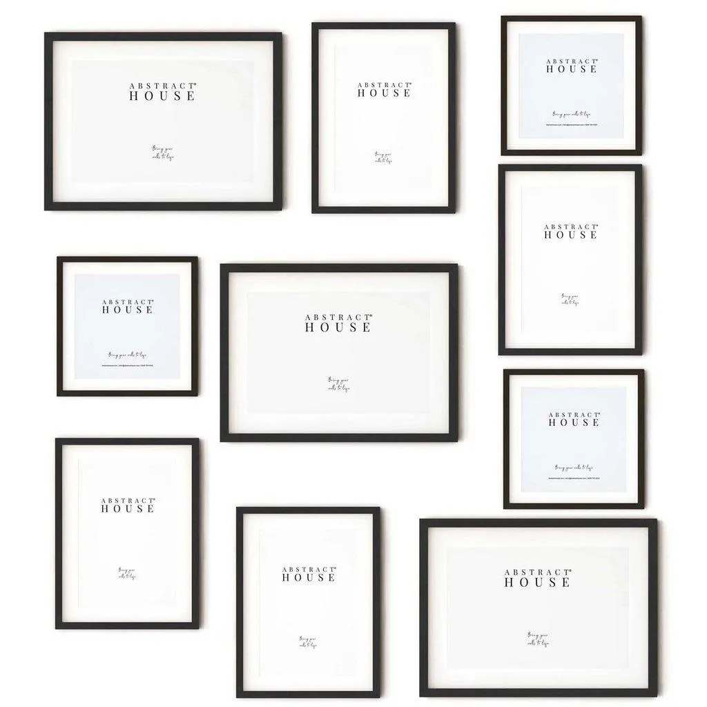 Black Wooden Frame Gallery Wall, Set Of Ten