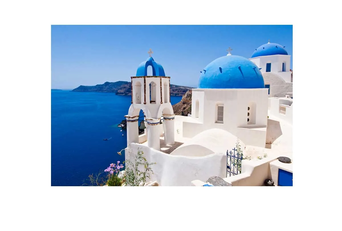 Blue and White Buildings, Greece | Canvas Wall Art Print