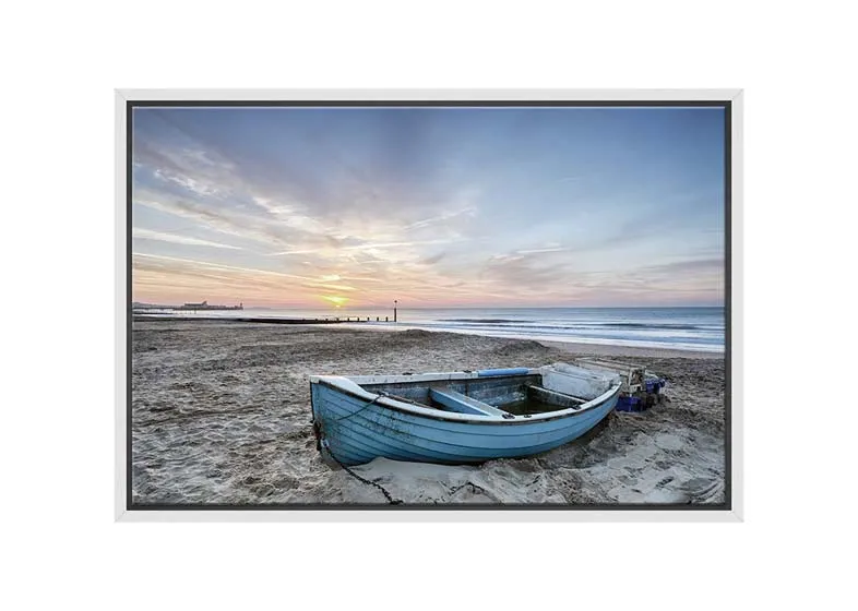 Blue Boat on Beach | Wall Art Print