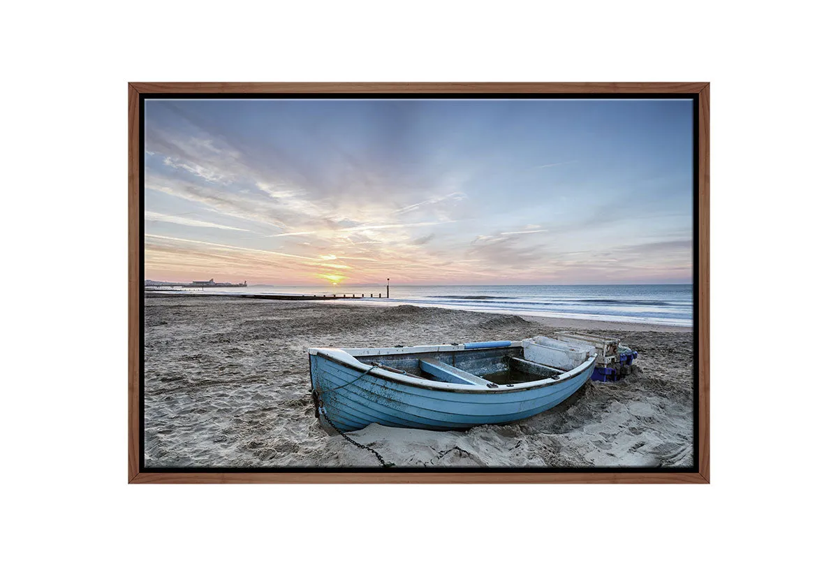 Blue Boat on Beach | Wall Art Print