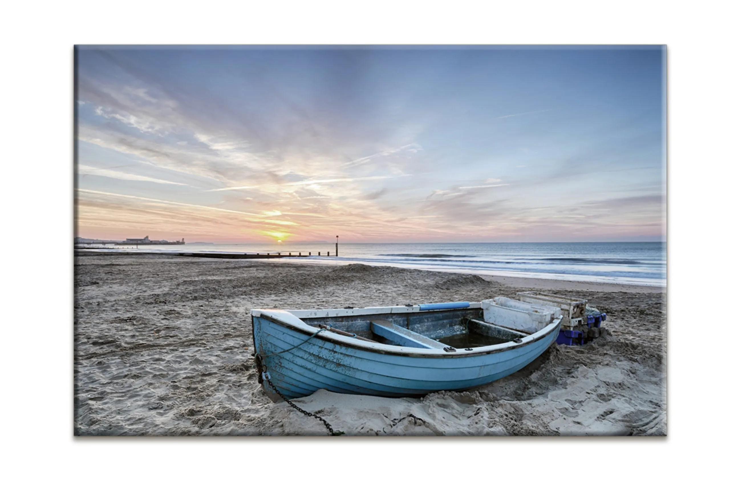 Blue Boat on Beach | Wall Art Print