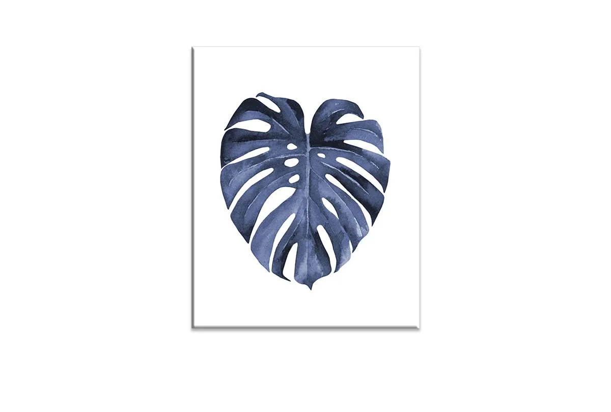 Blue Monstera Leaf | Hamptons Canvas Wall Art Print