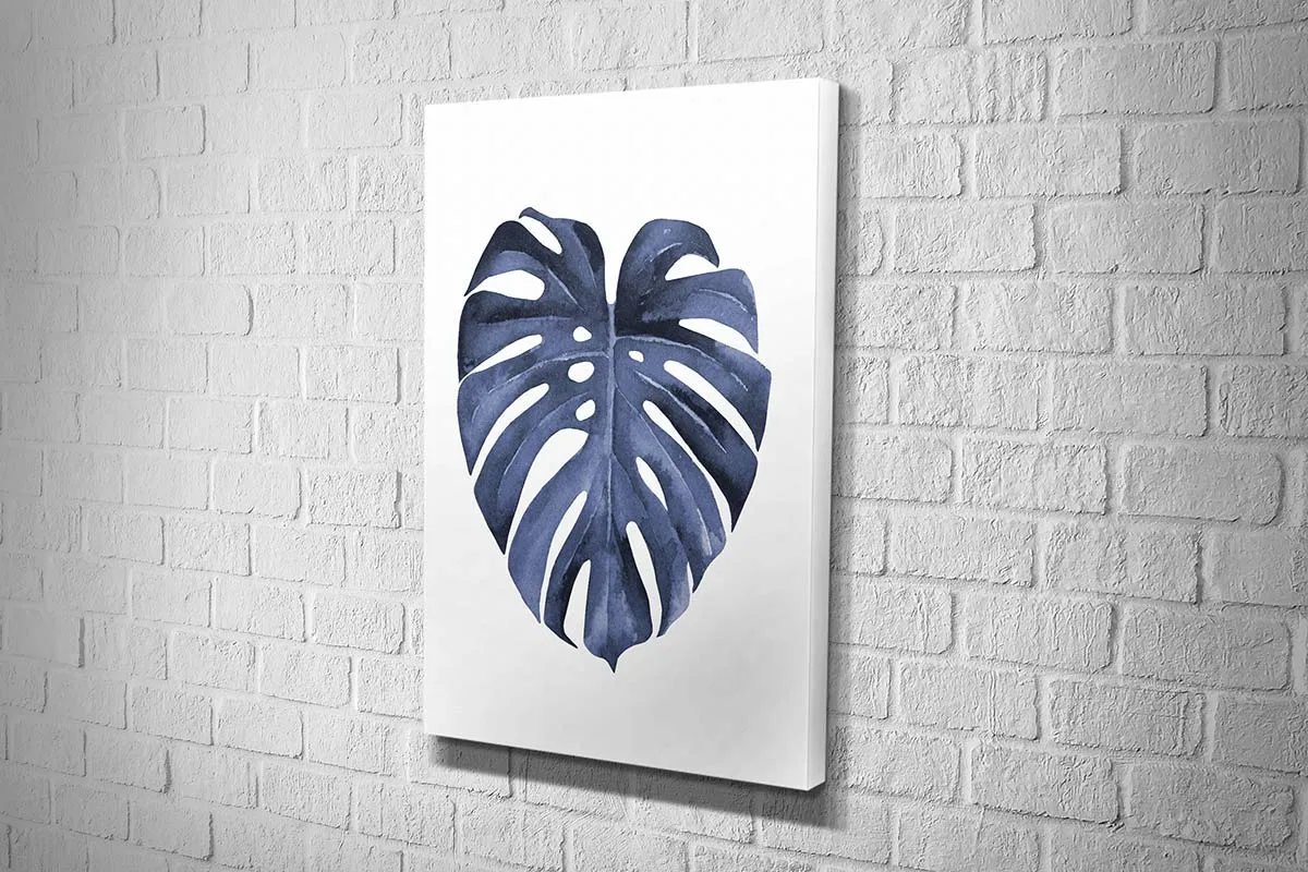 Blue Monstera Leaf | Hamptons Canvas Wall Art Print