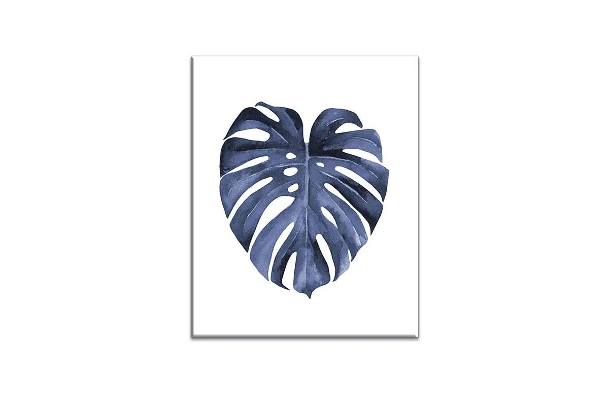 Blue Monstera Leaf | Hamptons Canvas Wall Art Print