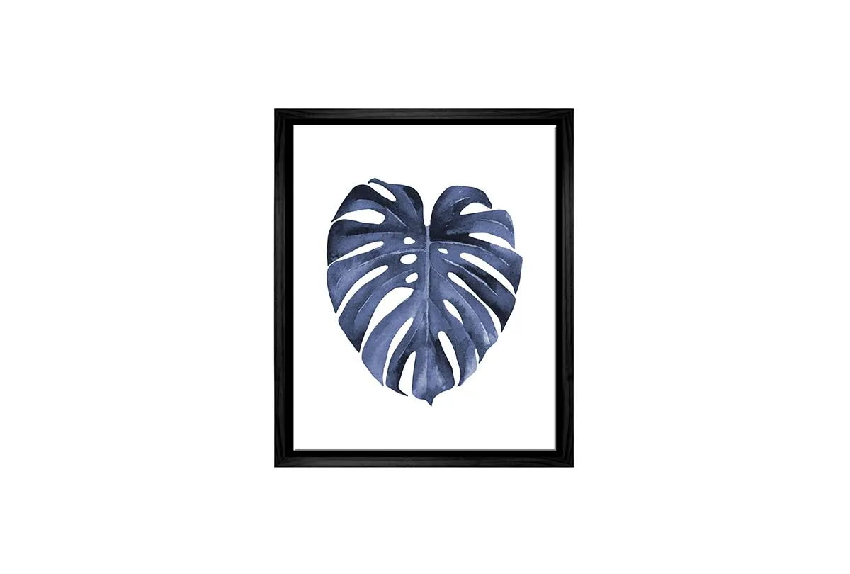 Blue Monstera Leaf | Hamptons Canvas Wall Art Print