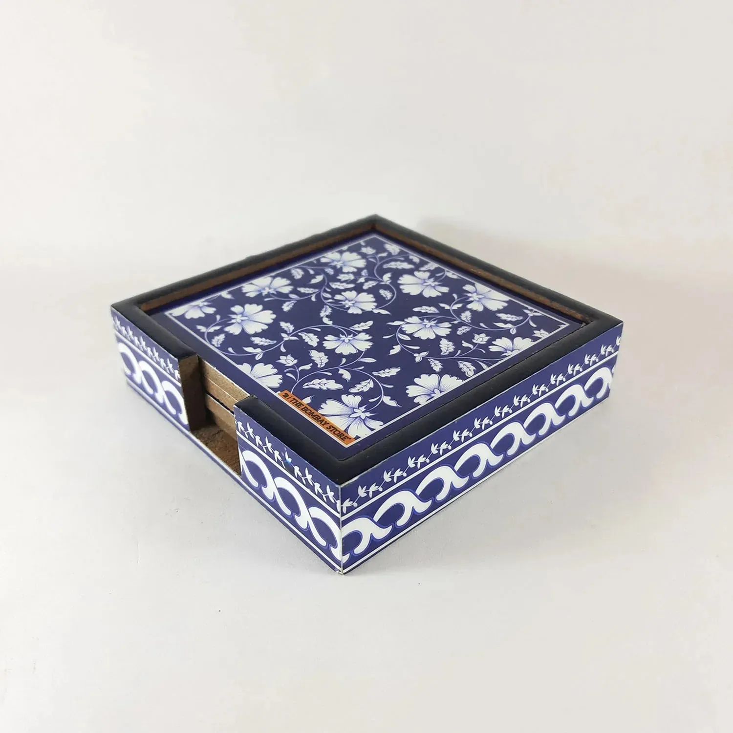 'Blue Pottery' Wooden Coasters Set Of 4 By Trendia Decor