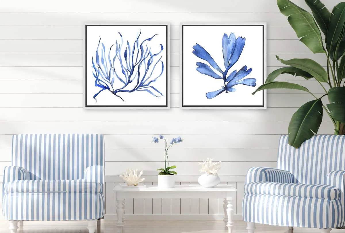 Blue Seaweed 4 | Hamptons Canvas Wall Art Print