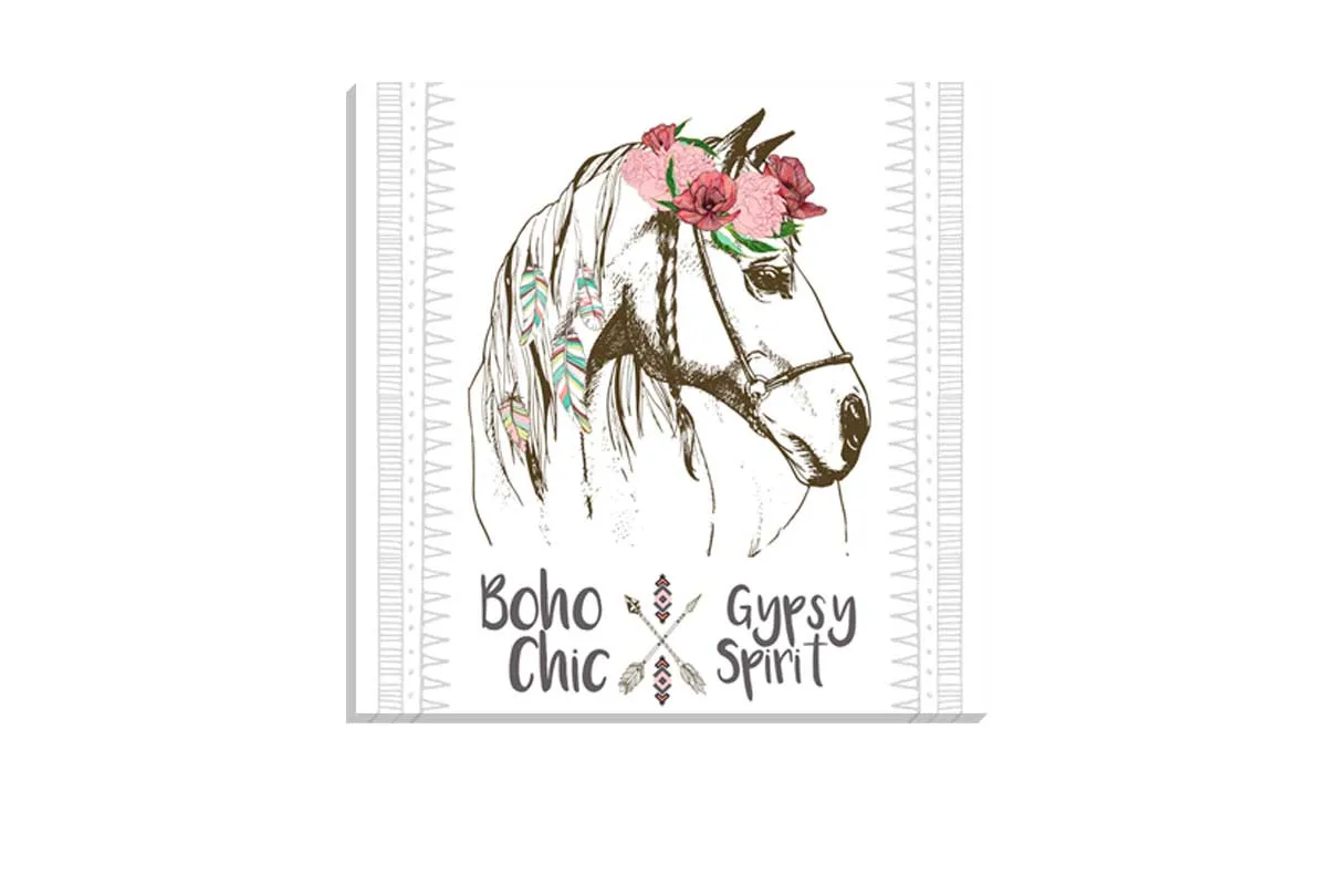 Boho Gypsy Horse | Canvas Wall  Art Print