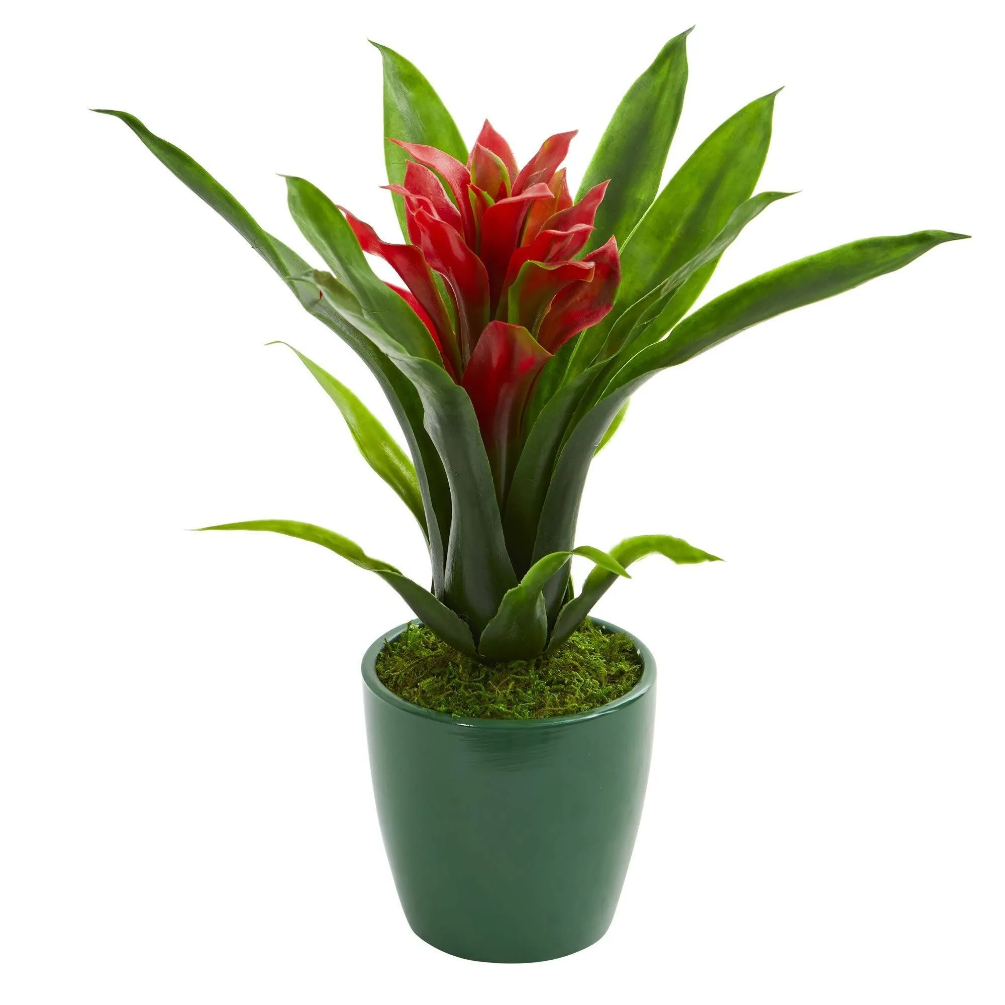 Bromeliad Artificial Plant in Green Planter (Set of 3)