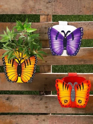 Butterfly Metal Railing Planter (Set of 3)