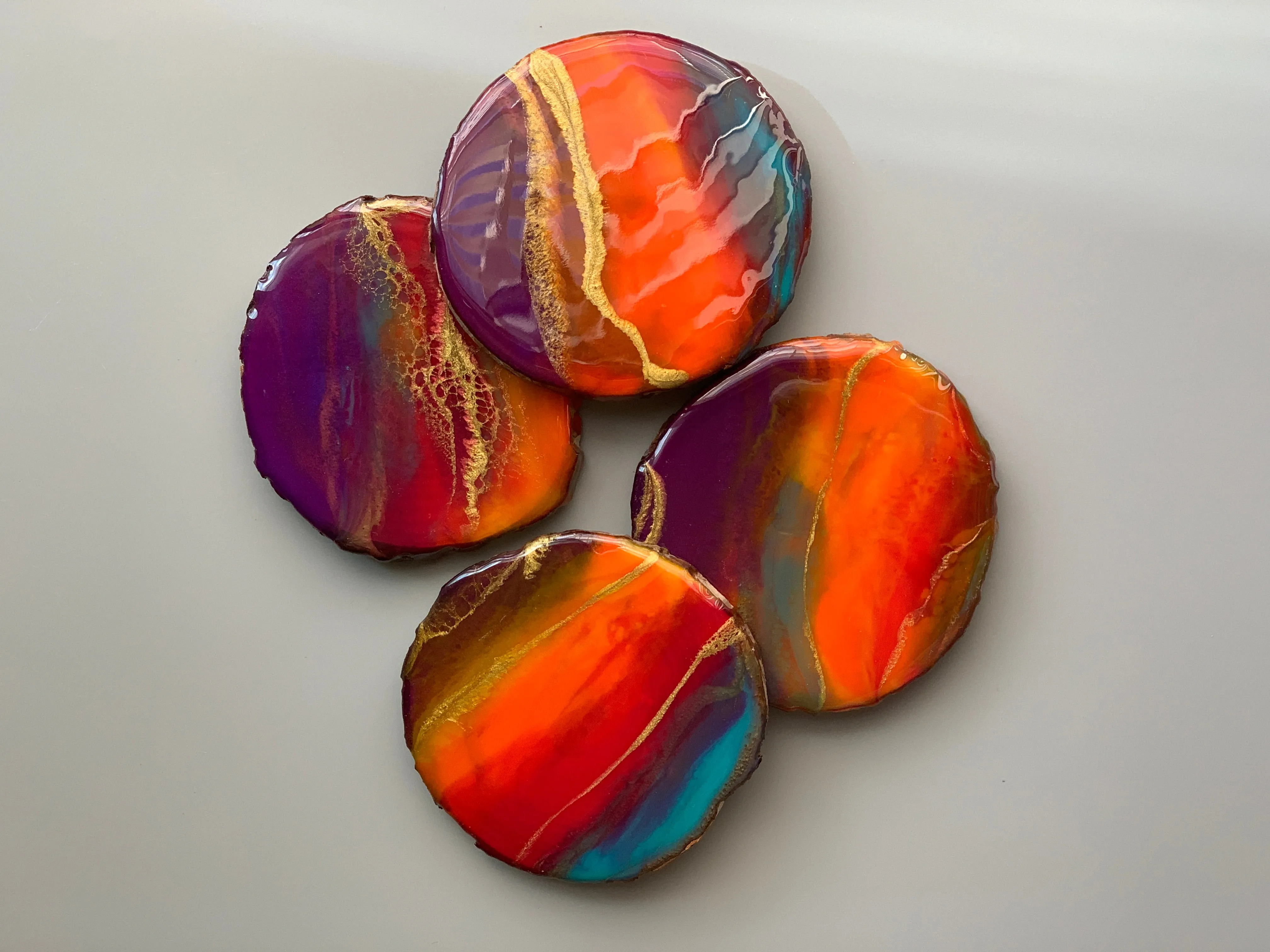 California Sunset Coasters - Set of 4 on wood