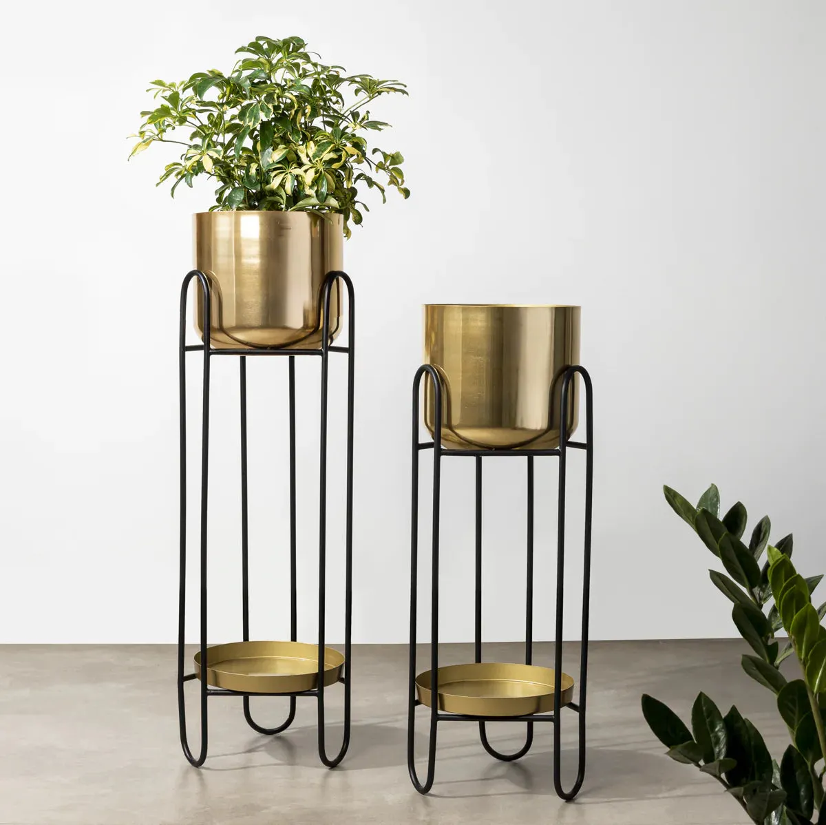 Contemporary Black And Bronze Vibrant Planter - Pair