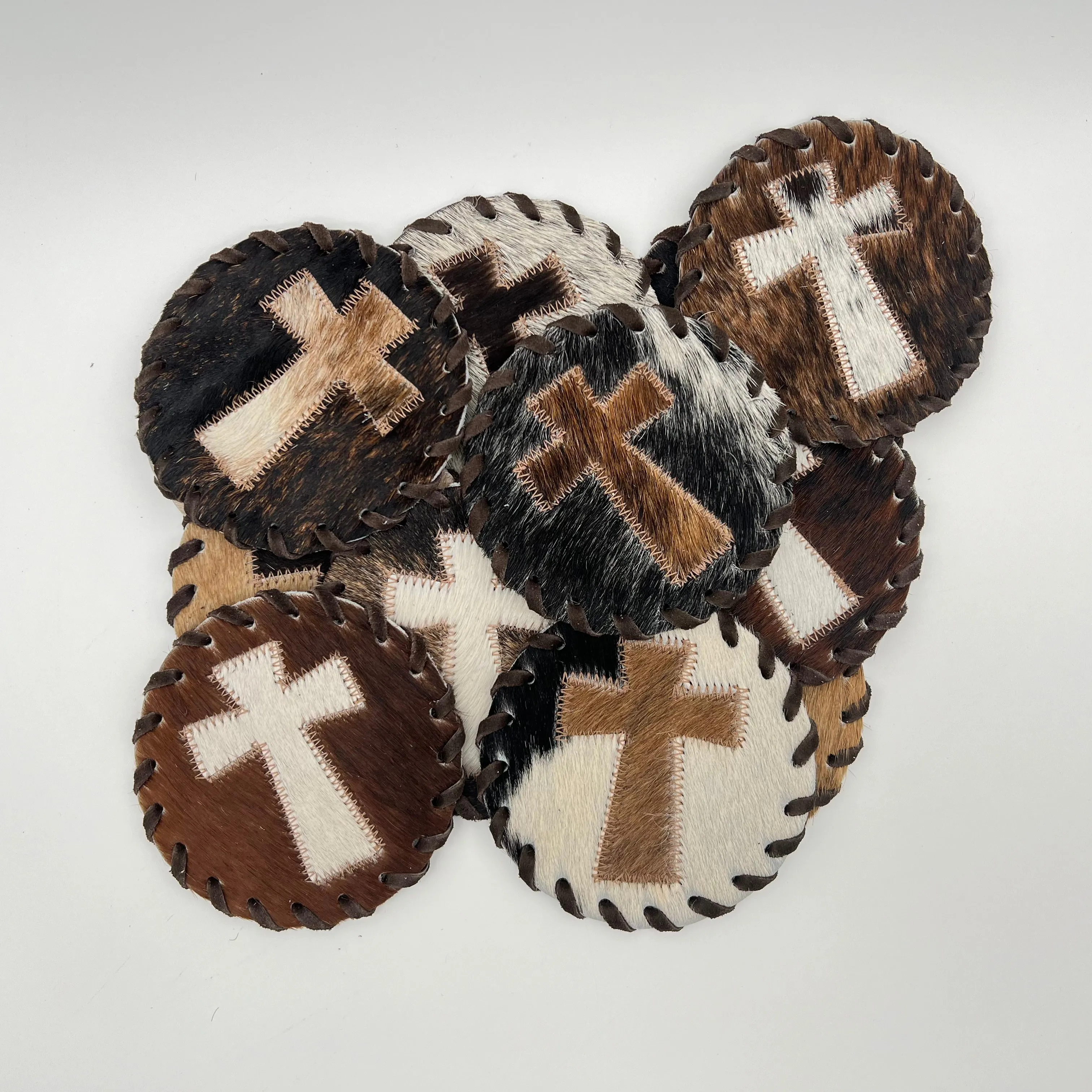 Cowhide Cross Coasters