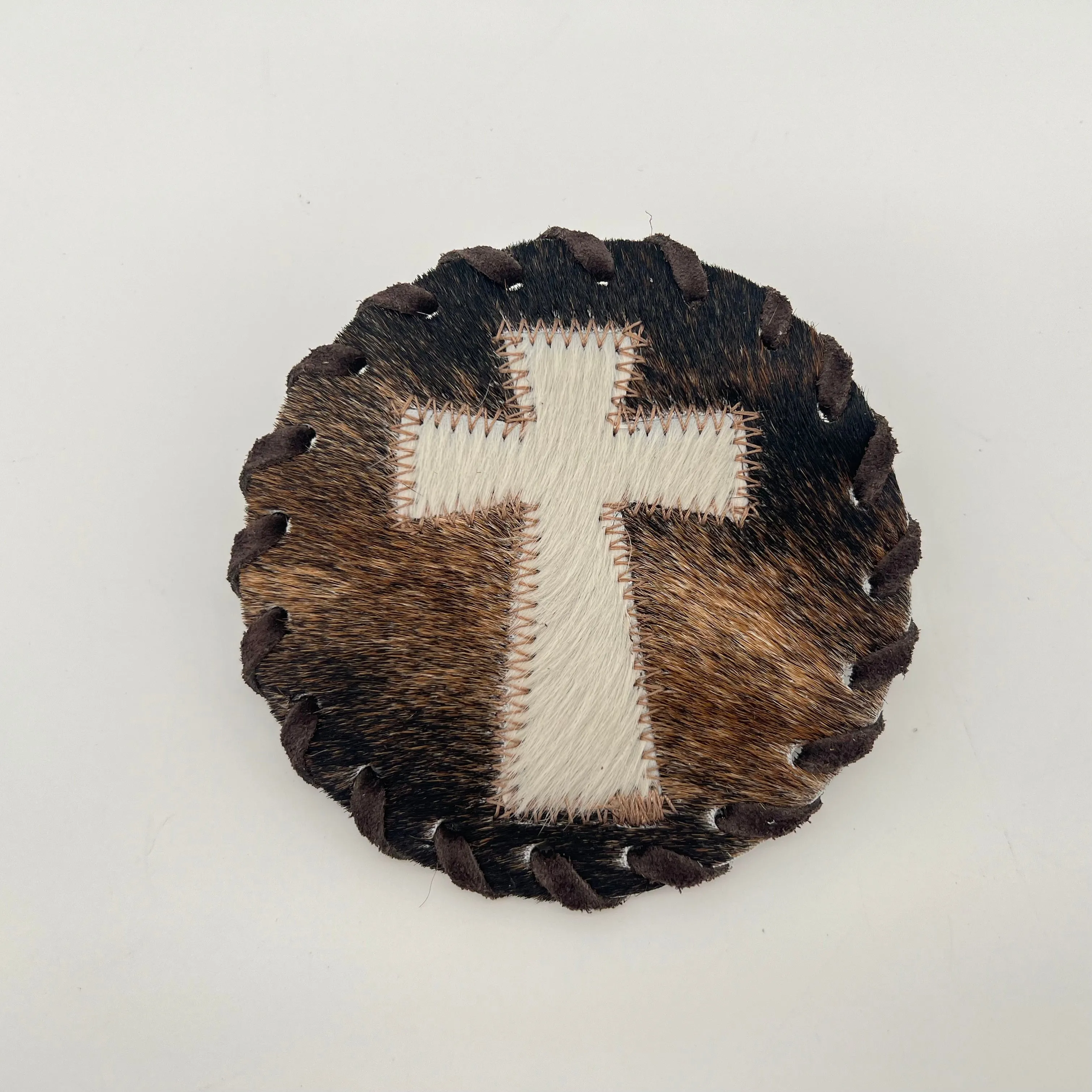 Cowhide Cross Coasters